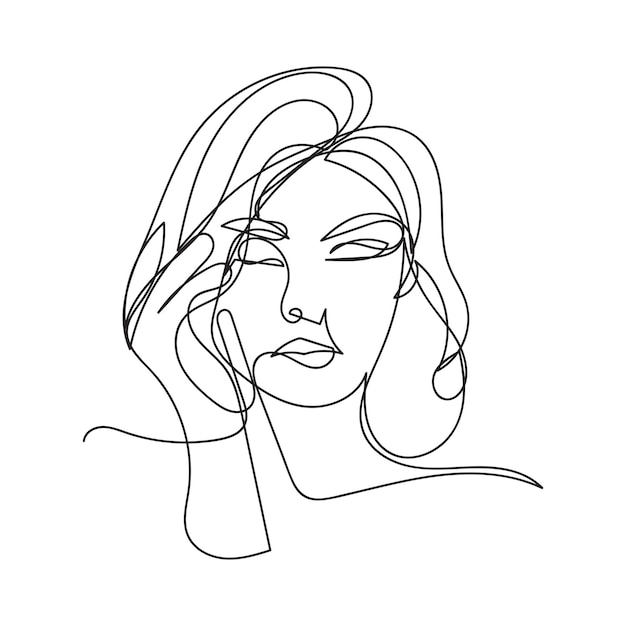 Female minimal design hand drawn one line style drawing one line art continuous drawing