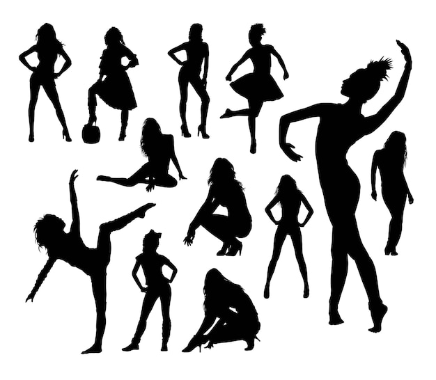 Female model and dancer pose silhouette