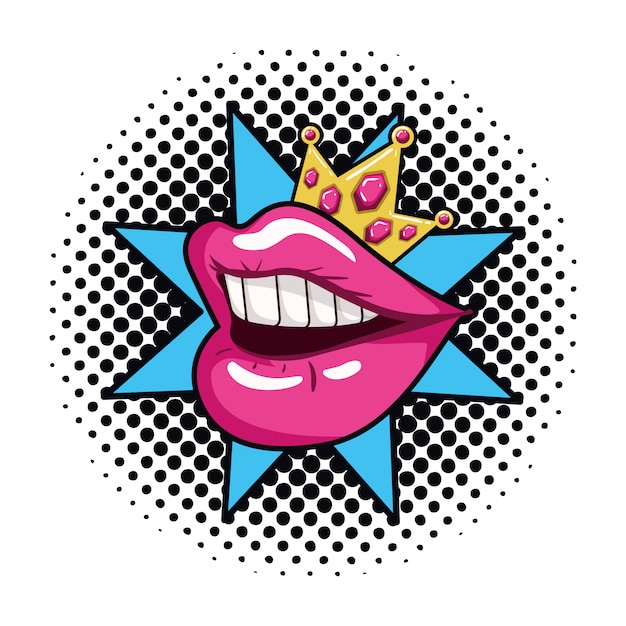 Female mouth pop art style isolated icon