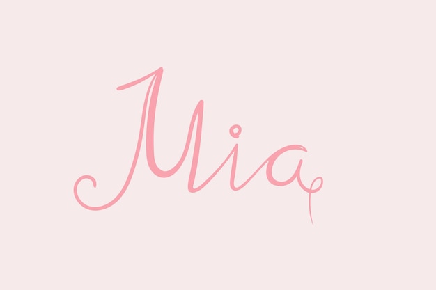 Vector female name mia handwritten lettering calligraphy girl name vector illustration