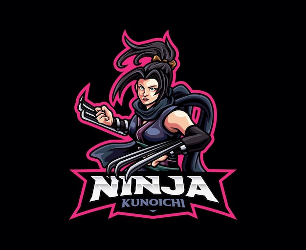 Female ninja mascot logo