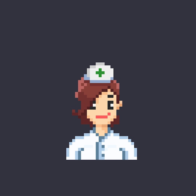 female nurse in pixel art style