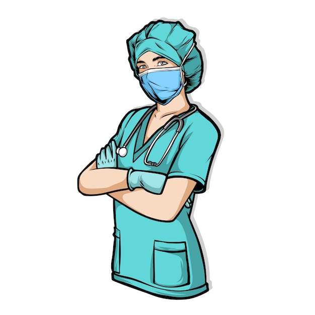 Female nurse wearing surgery mask 