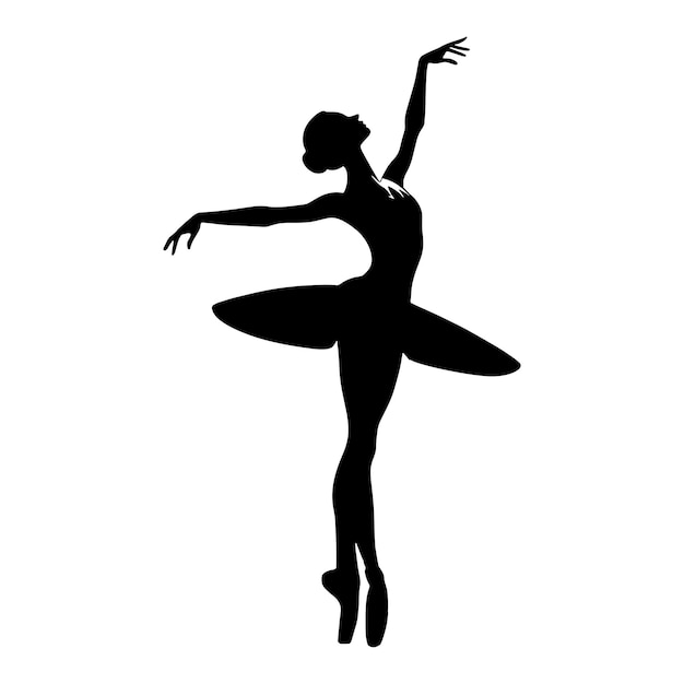 Female Pirouette Dance Vector Illustration in black and white