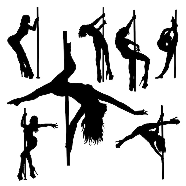 Female pole dancer activity silhouette