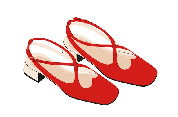 Female red shoes vector concept