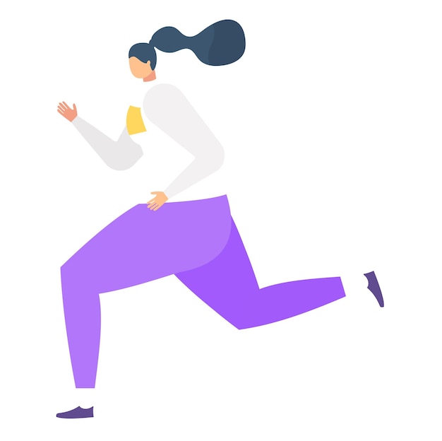 Female runner in motion wearing purple pants active lifestyle and jogging concept vector