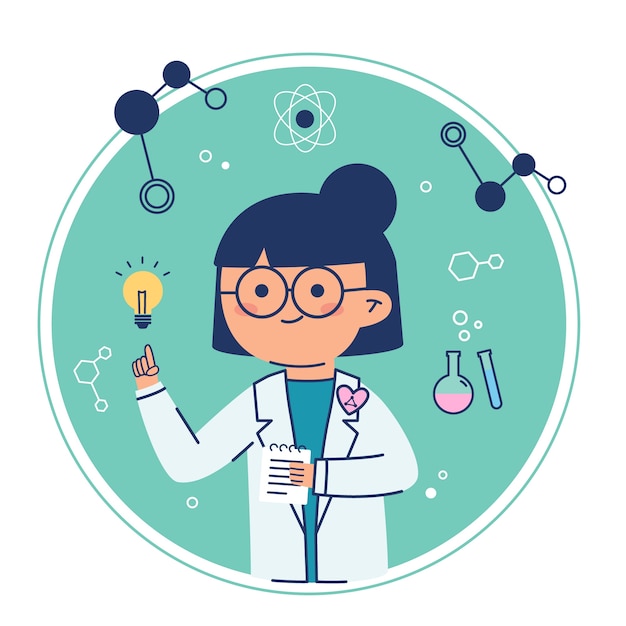 Female scientist having an idea lightbulb