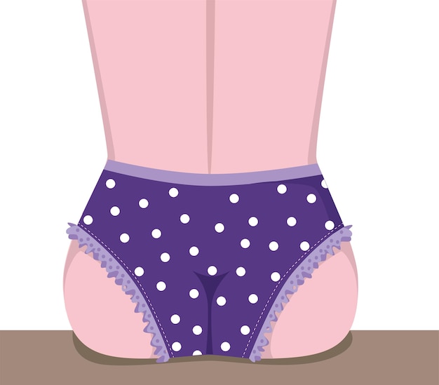 Vector female silhouette from the back in polka dot panties