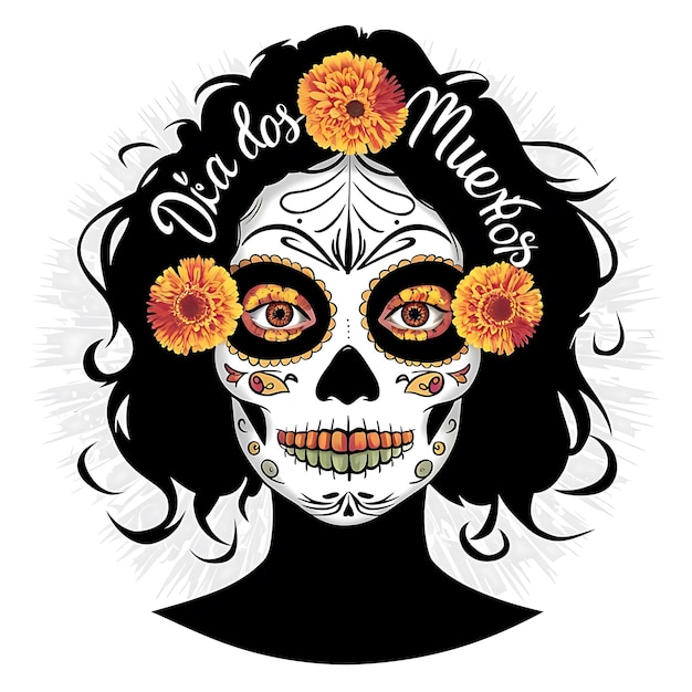 Vector female skull with flowers a beautiful day of the dead t shirt vector design