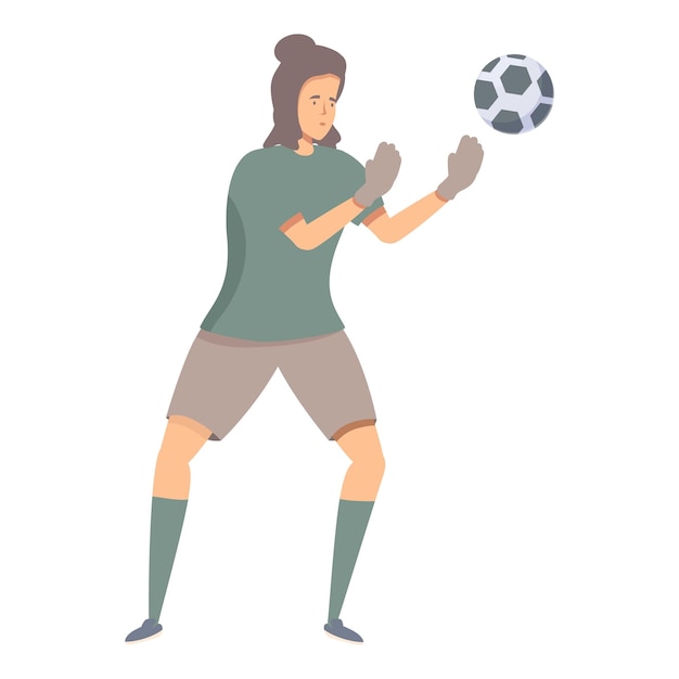 Female soccer goalkeeper catching ball during match