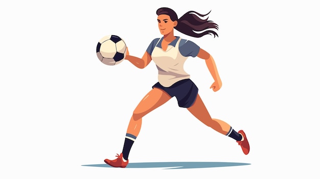 Vector female soccer player in action