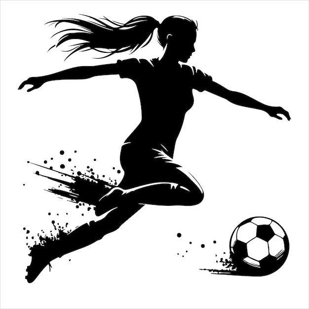 female soccer player silhouette vector illustration