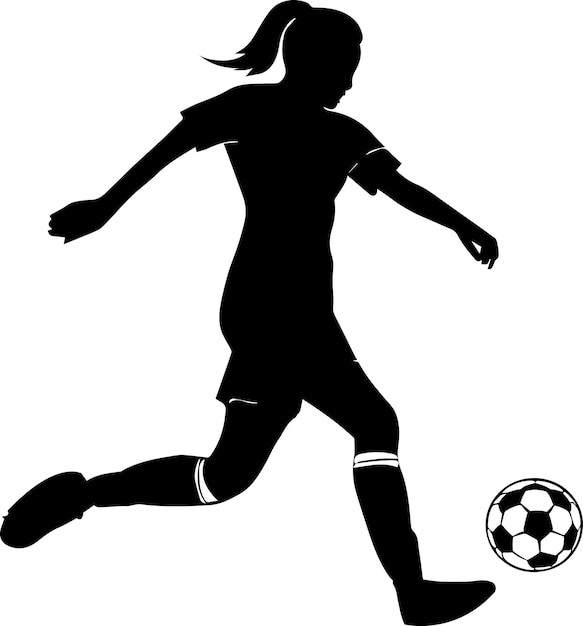 Female soccer player vector silhouette illustration