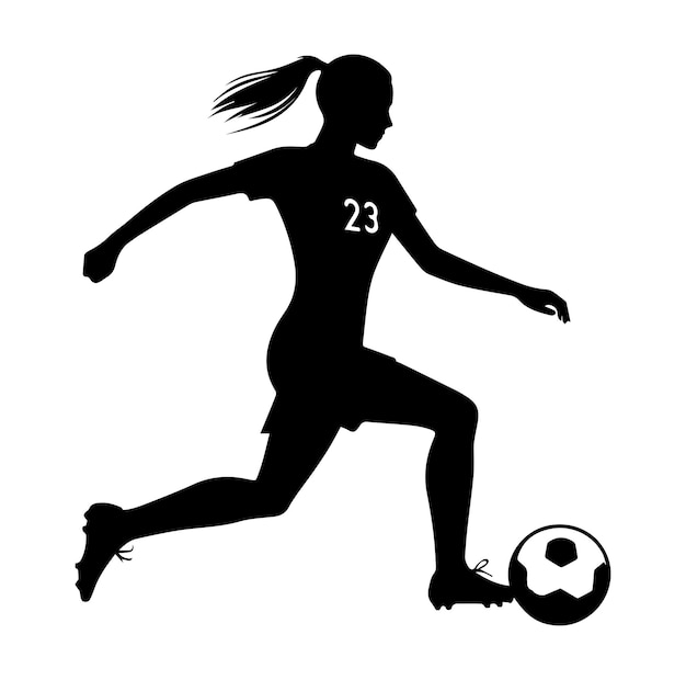 Female soccer player vector silhouette