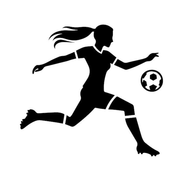 Female soccer player vector silhouette