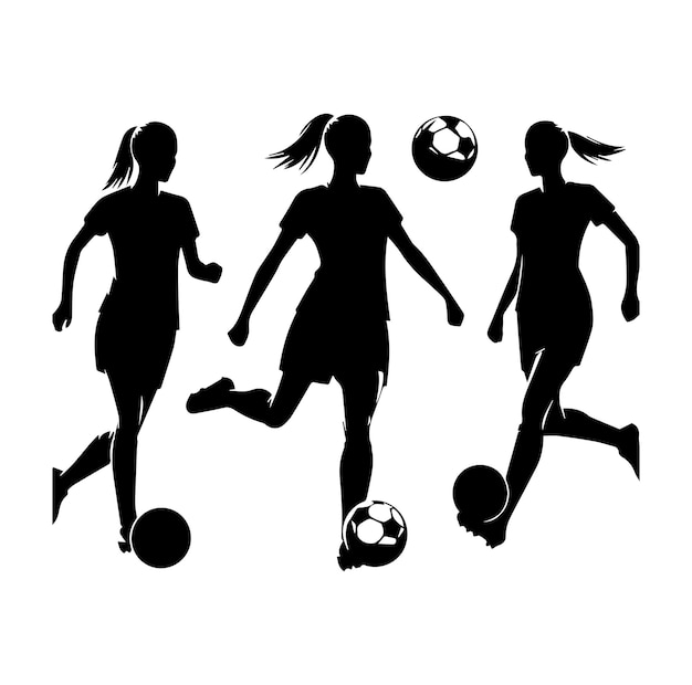 Female soccer player vector silhouette