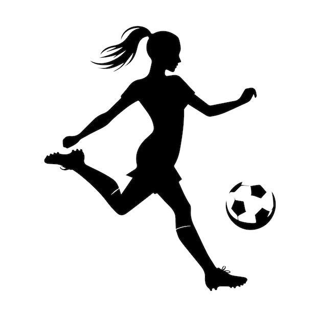 Female soccer player vector silhouette