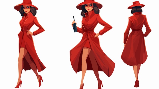 Female Spy in Red Dress Cartoon Stock Illustration