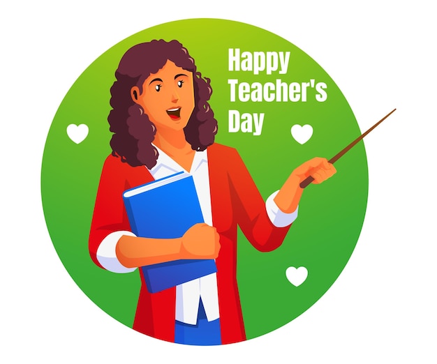 female teacher teaching and carrying books, happy teacher's day