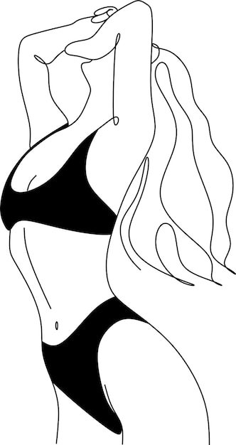 Female vector abstract silhouette in bra and panties Woman in black lingerie vector illustration