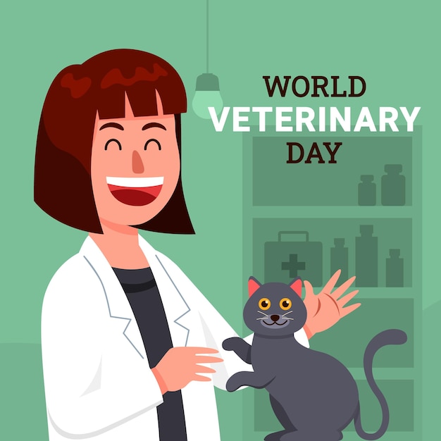 Female vet really happy see healthy cat.