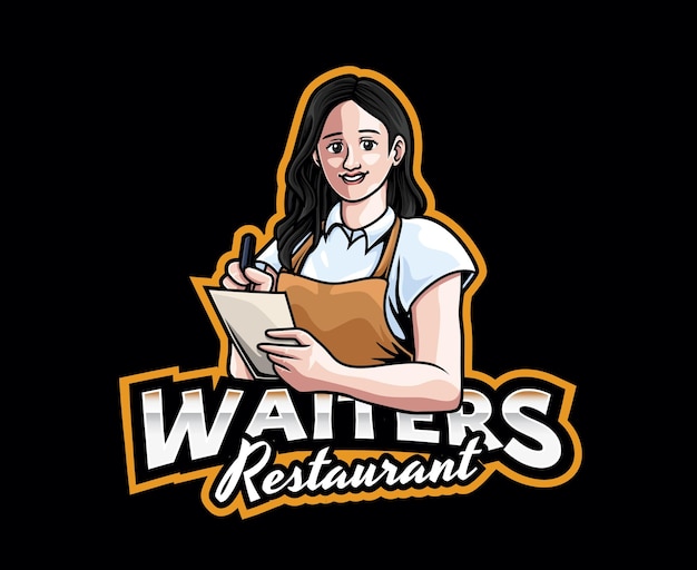 Female Waiter Mascot Logo Design