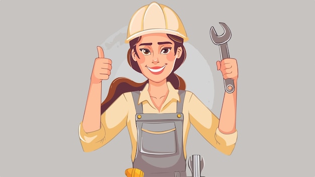 a female worker with a wrench and a wrench