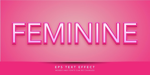 Vector feminine 3d editable text effect