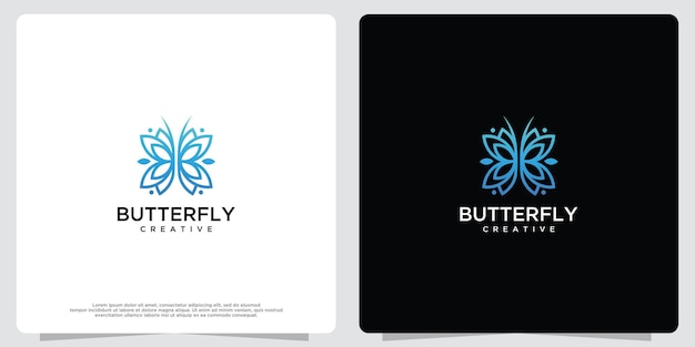 Feminine abstract butterfly design logo template