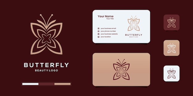 Feminine abstract butterfly logo design template.