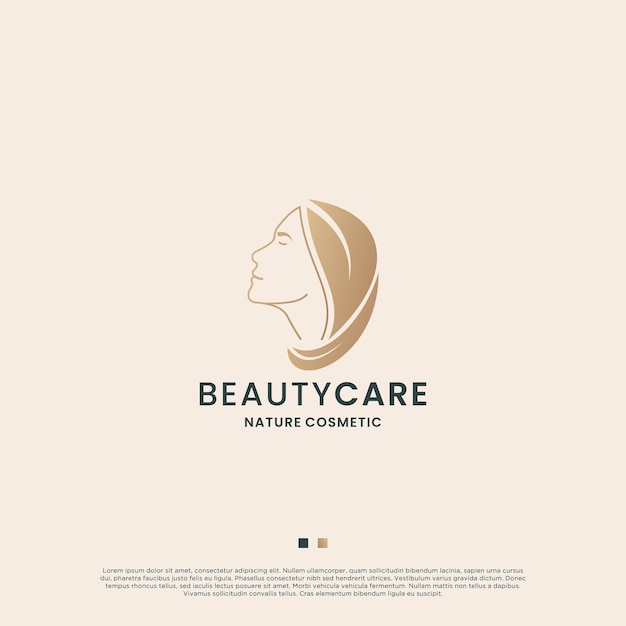 Feminine beauty care logo design with luxury golden color