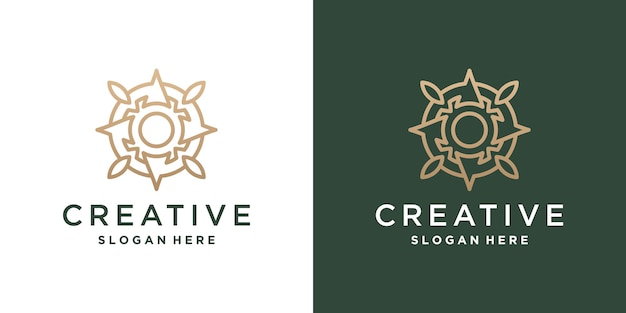 Feminine beauty flower circle logo design