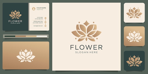 Feminine beauty flower logo and business card template