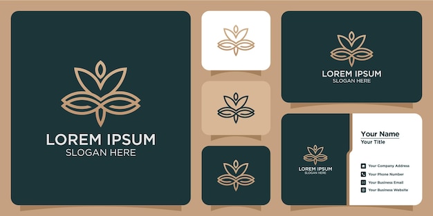 Feminine beauty flower logo design with abstract luxury leaf