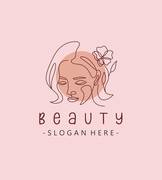 Feminine beauty logo line art outline