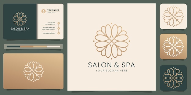 Feminine beauty salon logo and business card template