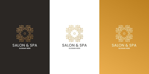 Feminine beauty salon and spa logo design. flower ornament for salon spa and branding