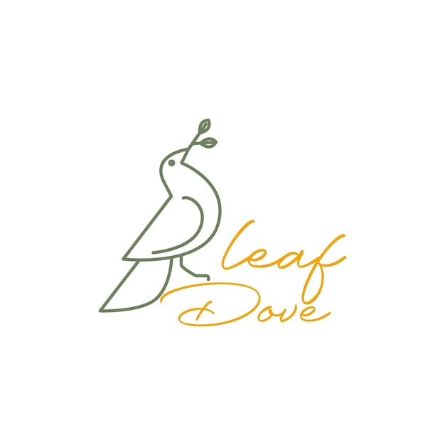 Vector feminine bird dove pigeon leaves twig nest minimal modern logo design vector