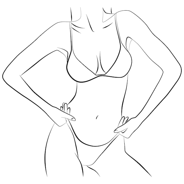 Feminine body shapes A girl in a swimsuit of one line