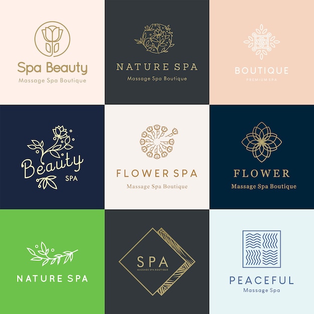 Feminine editable floral logo designs for beauty and wellness concept