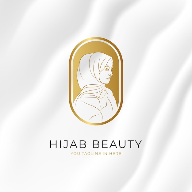 feminine hijab minimal logo template design collection