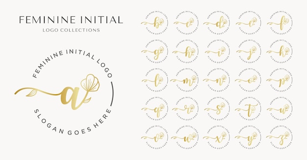 Feminine initial logo collection