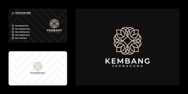 Feminine luxury logo design beauty flower and business card