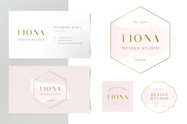 Feminine luxury pastel pink golden logo