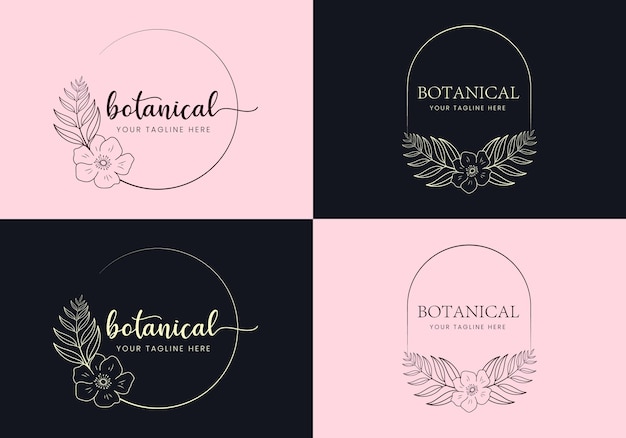 feminine minimal floral botanical vector signs or logo templates