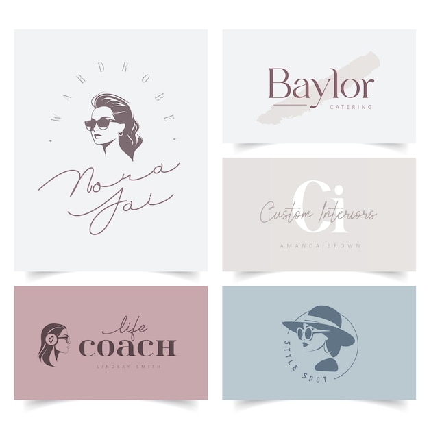 Vector feminine minimalist logo design with a woman profile silhouette