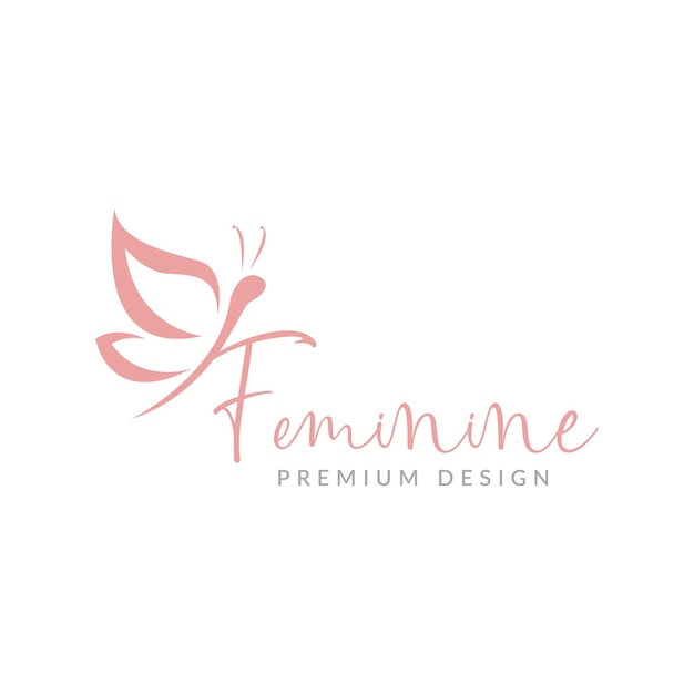 Feminine shape butterfly logo symbol icon vector graphic design illustration idea creative