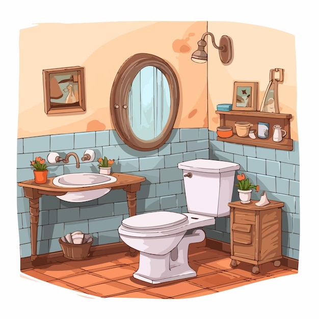 Feminine Toilet Interior Design Illustration