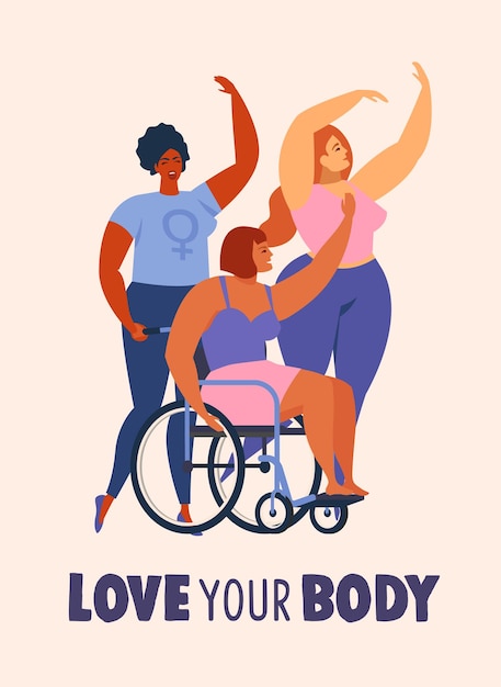 Feminism body positive female freedom illustration